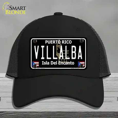 Villalba Puerto Rico Black Novelty License Plate Hat Mesh / Black