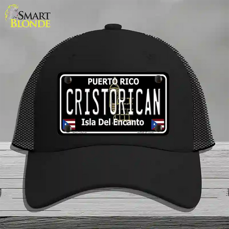 Cristorican Puerto Rico Black Novelty License Plate Hat Mesh / Black