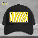 Yellow White Zebra Novelty License Plate Hat Mesh / Black