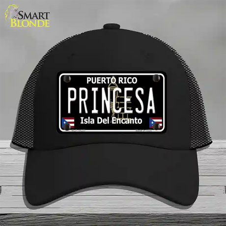 Princesa Puerto Rico Black Novelty License Plate Hat Mesh / Black