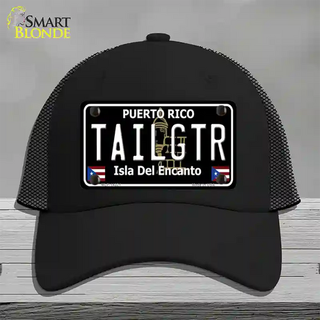 Tailgtr Puerto Rico Black Novelty License Plate Hat Mesh / Black