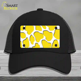 Yellow White Giraffe Novelty License Plate Hat Mesh / Black