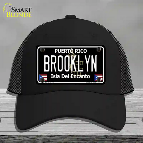 Brooklyn Puerto Rico Black Novelty License Plate Hat Mesh / Black