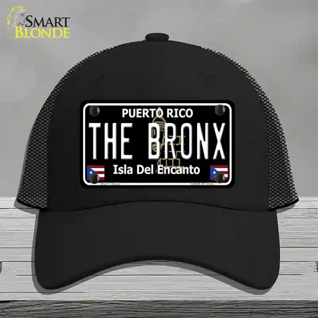 The Bronx Puerto Rico Black Novelty License Plate Hat Mesh / Black