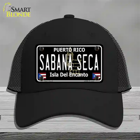 Sabana Seca Puerto Rico Black Novelty License Plate Hat Mesh / Black