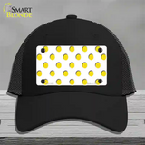 Yellow White Polka Dot Novelty License Plate Hat Mesh / Black