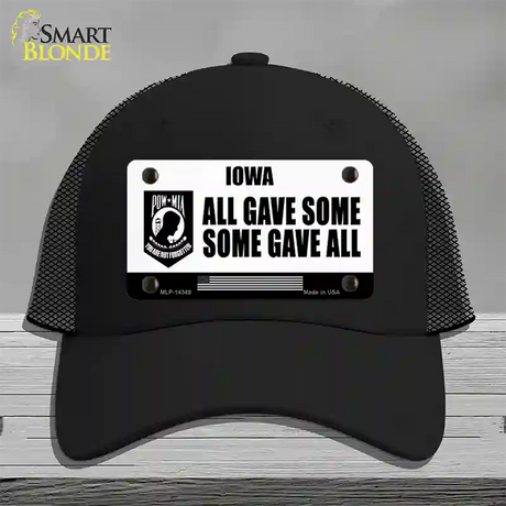 Iowa POW MIA Some Gave All Novelty License Plate Hat Mesh / Black