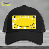 Yellow White Giraffe Yellow Center Oval Novelty License Plate Hat Mesh / Black