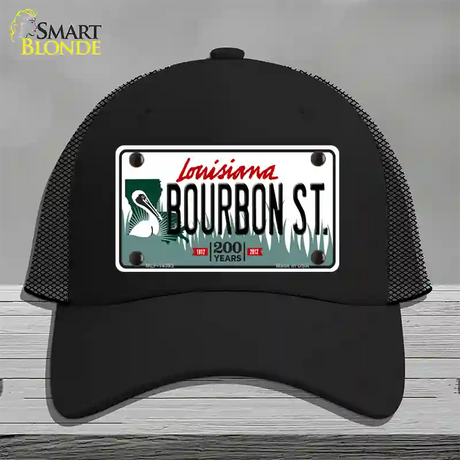 Bourbon St Louisiana Novelty License Plate Hat Mesh / Black