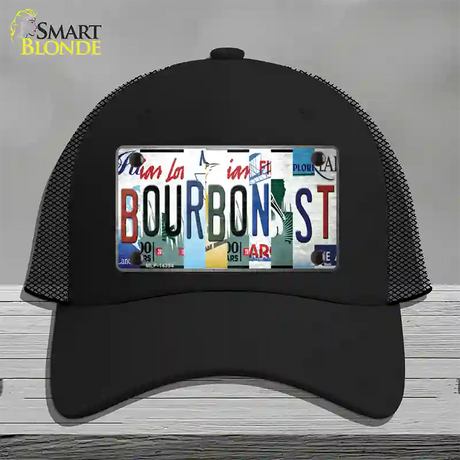 Bourbon St License Plate Art Novelty License Plate Hat Mesh / Black