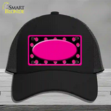 Pink Black Polka Dots Pink Frame And Center Oval Novelty License Plate Hat Mesh / Black