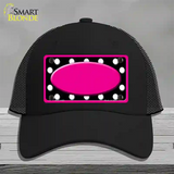 White Black Polka Dots Pink Frame And Center Oval Novelty License Plate Hat Mesh / Black