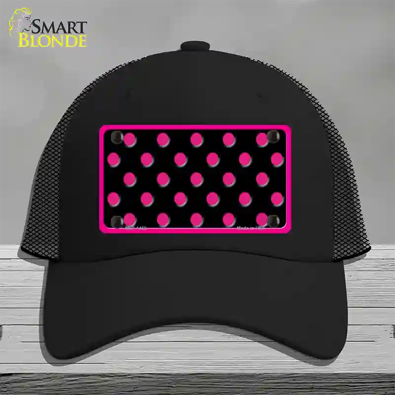 Pink Black Polka Dot Novelty License Plate Hat Mesh / Black