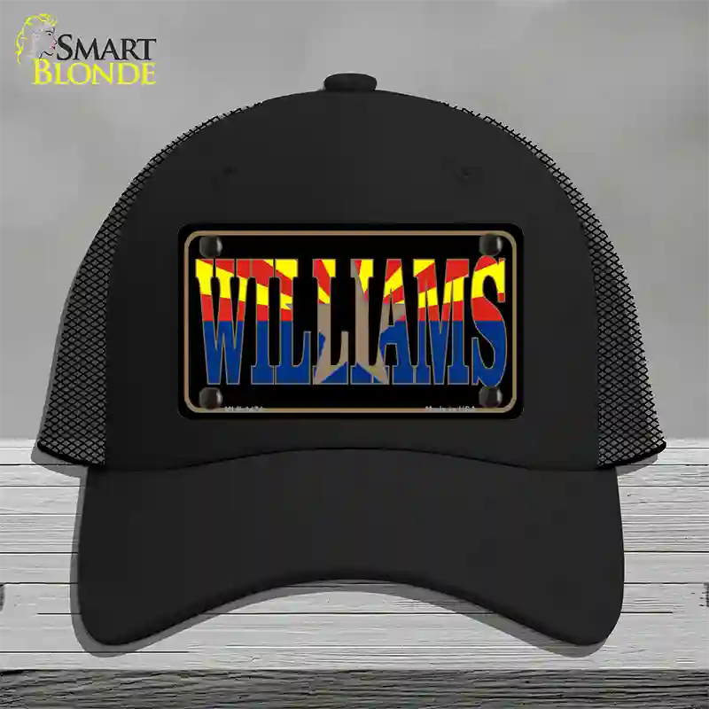 Williams Arizona State Flag Novelty License Plate Hat Mesh / Black