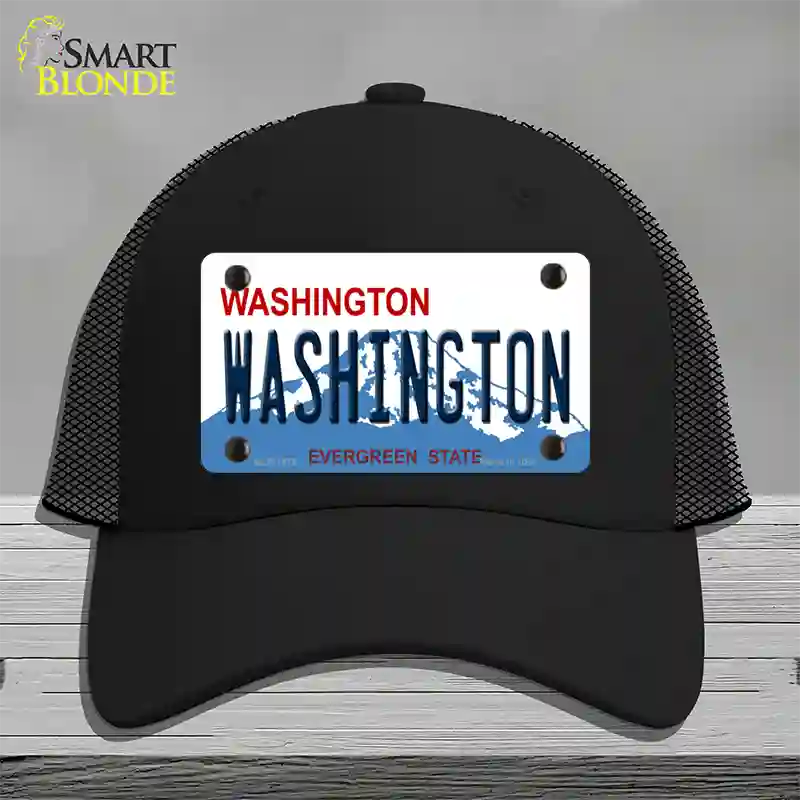 Washington State Novelty License Plate Hat Mesh / Black