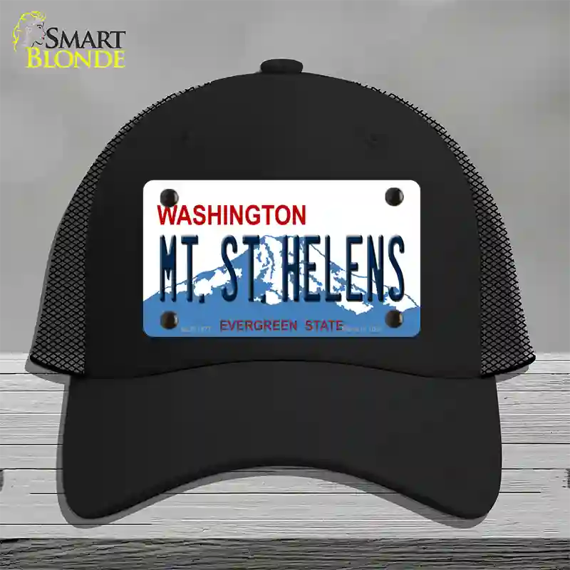 Mt St Helens Washington Novelty License Plate Hat Mesh / Black