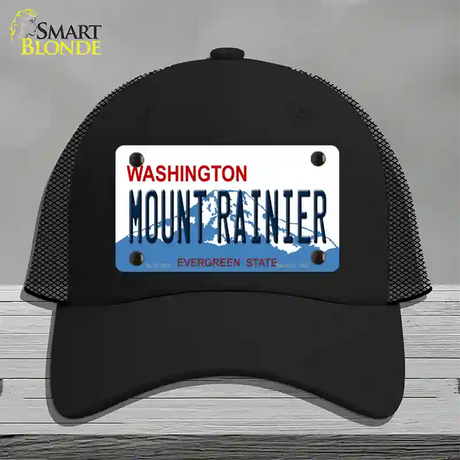 Mount Rainier Washington Novelty License Plate Hat Mesh / Black