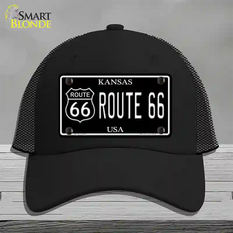 Route 66 Kansas Black Novelty License Plate Hat Mesh / Black