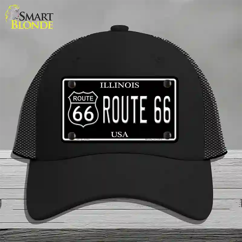 Route 66 Illinois Black Novelty License Plate Hat Mesh / Black