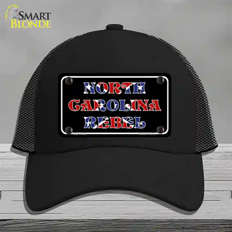 North Carolina Rebel Novelty License Plate Hat Mesh / Black