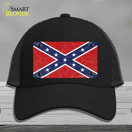 Distressed Confederate Flag Novelty License Plate Hat Mesh / Black