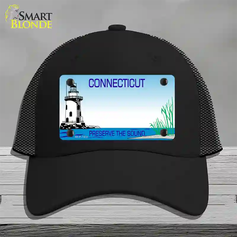 Connecticut Preserve State Blank Novelty License Plate Hat Mesh / Black