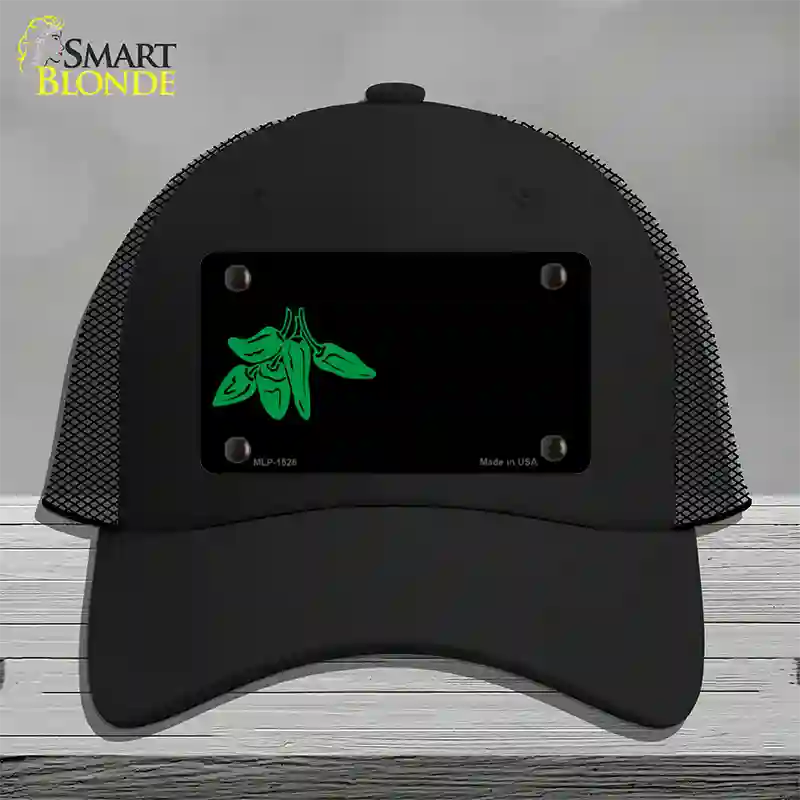 Green Chili Offset Novelty License Plate Hat Mesh / Black