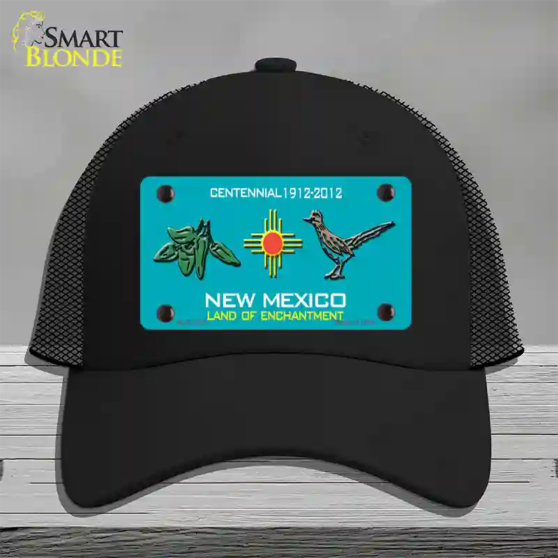 Green Chili & Road Runner New Mexico Novelty License Plate Hat Mesh / Black