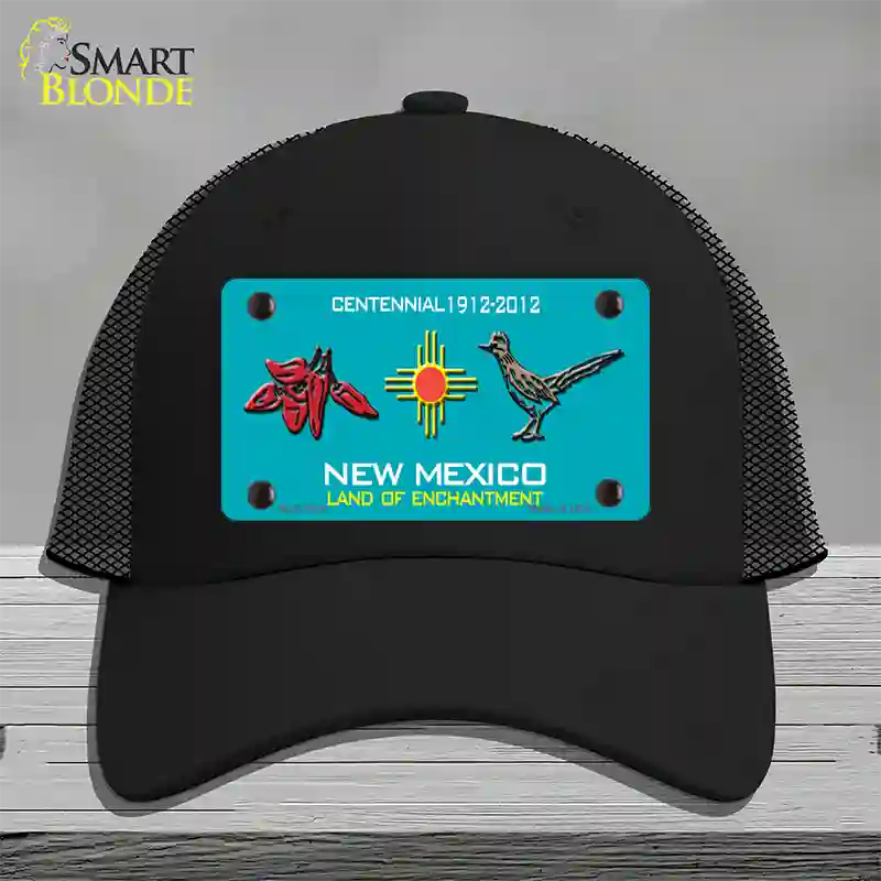 Red Chili & Road Runner New Mexico Teal Novelty License Plate Hat Mesh / Black