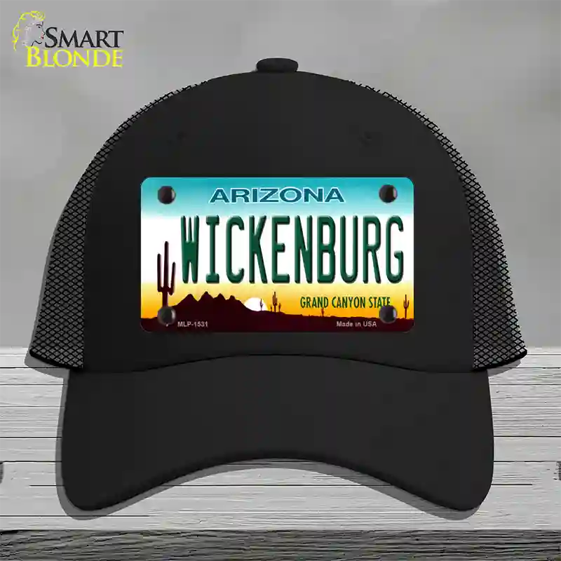 Wickenburg Arizona Novelty License Plate Hat Mesh / Black