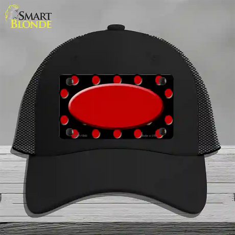 Red Black Polka Dot Red Center Oval Novelty License Plate Hat Mesh / Black