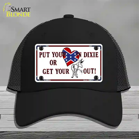 Heart In Dixie Novelty License Plate Hat Mesh / Black