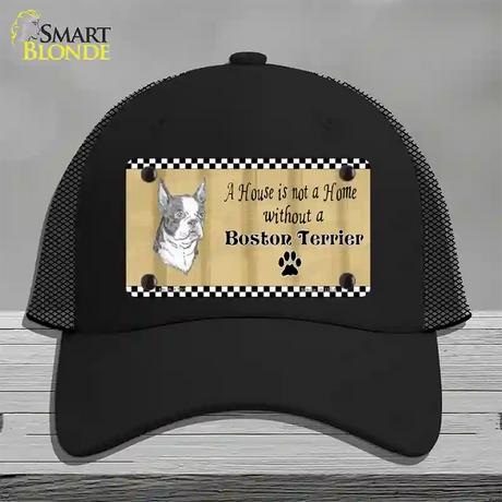 Pencil Sketch Boston Terrier Novelty License Plate Hat Mesh / Black