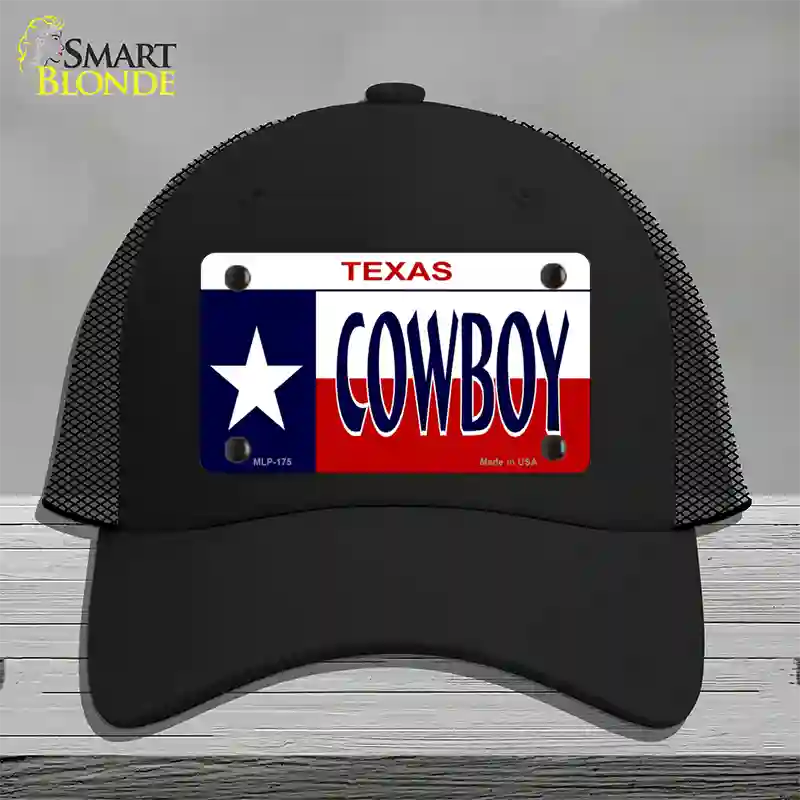 Cowboy Texas Novelty License Plate Hat Mesh / Black