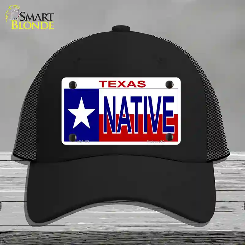 Native Texas Novelty License Plate Hat Mesh / Black