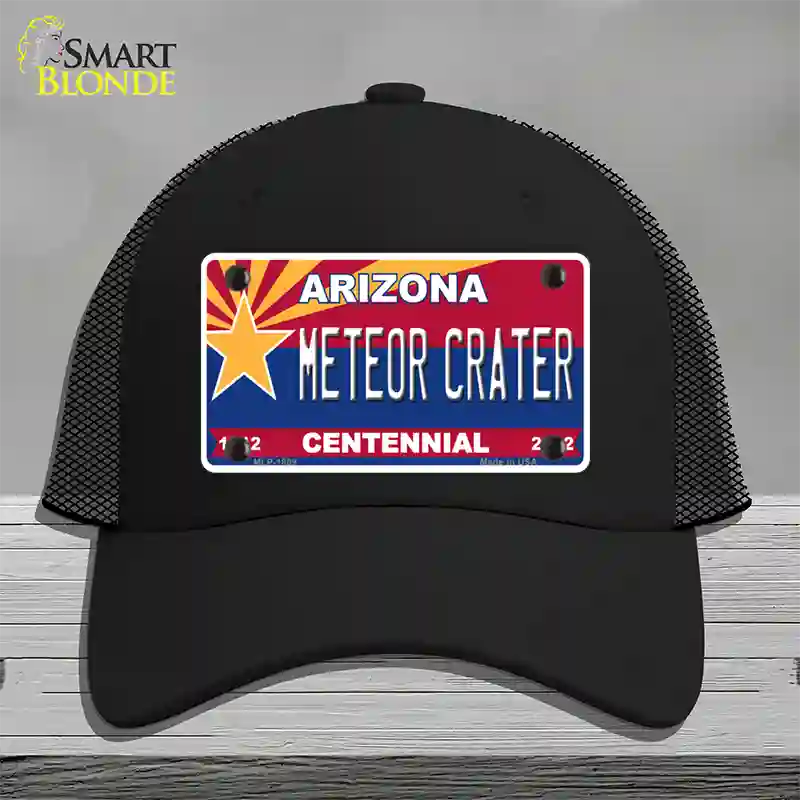 Arizona Centennial Meteor Crater Novelty License Plate Hat Mesh / Black