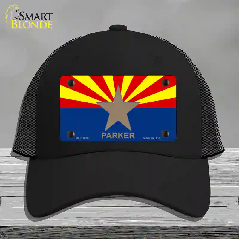 Parker Arizona State Flag Novelty License Plate Hat Mesh / Black