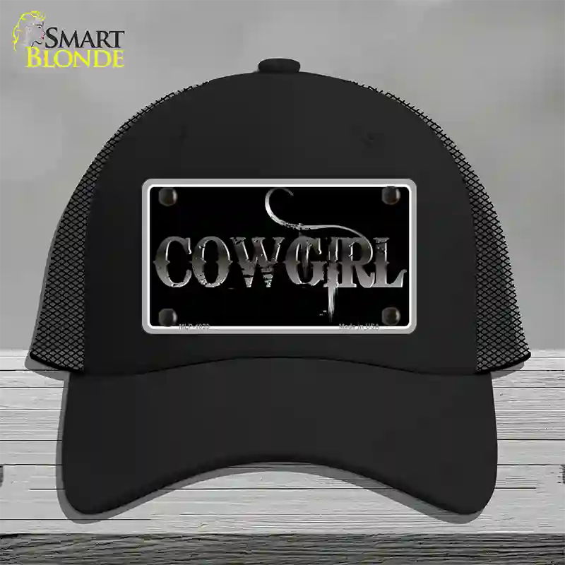 Cowgirl Black Novelty License Plate Hat Mesh / Black