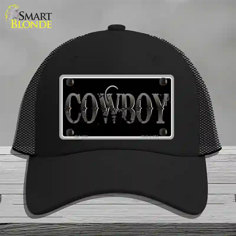 Cowboy Black Novelty License Plate Hat Mesh / Black