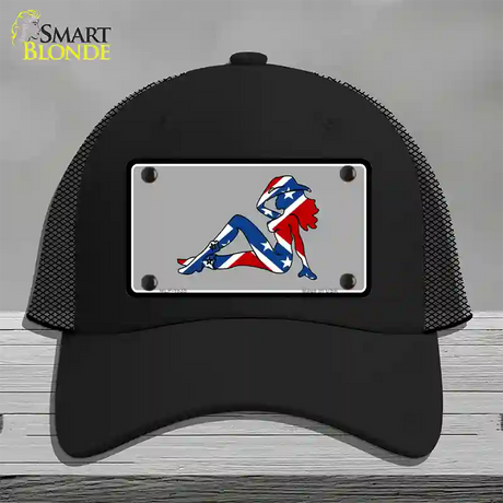 Confederate Flag Mud Flap Girl Novelty License Plate Hat Mesh / Black