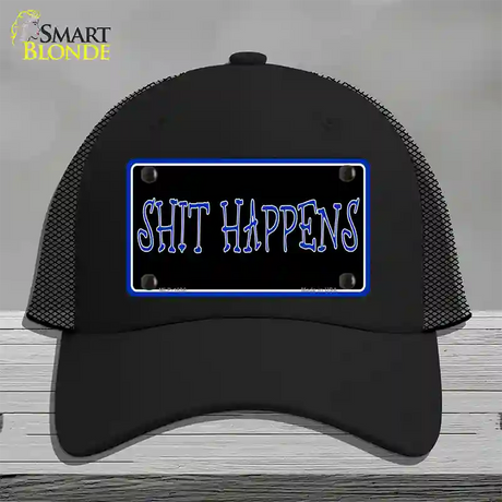 Shit Happens Novelty License Plate Hat Mesh / Black