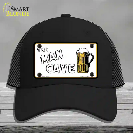 Man Cave Novelty License Plate Hat Mesh / Black