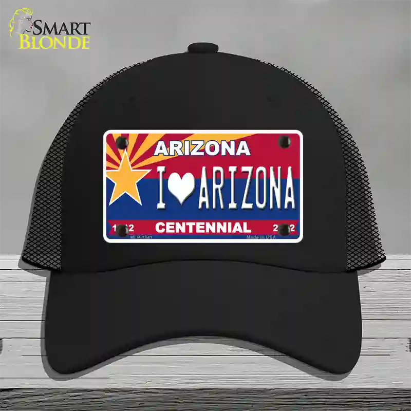 Arizona Centennial I Love Arizona Novelty License Plate Hat Mesh / Black