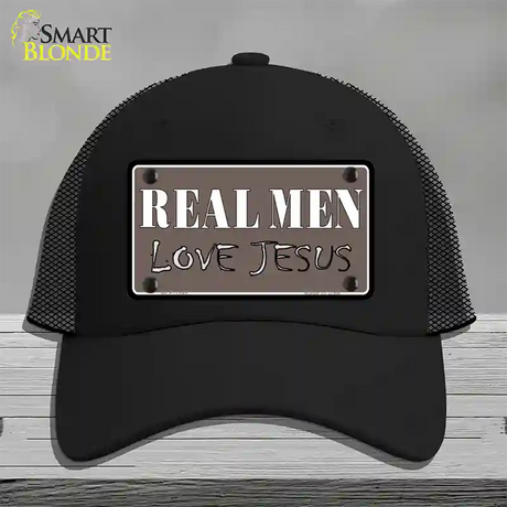 Real Men Love Jesus Novelty License Plate Hat Mesh / Black