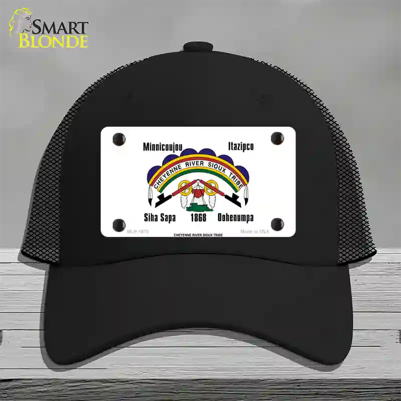 Cheyenne River Sioux Flag Novelty License Plate Hat Mesh / Black