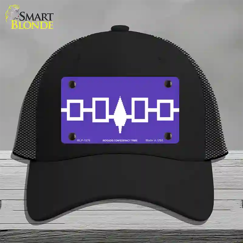 Iroquois Confederacy Flag Novelty License Plate Hat Mesh / Black