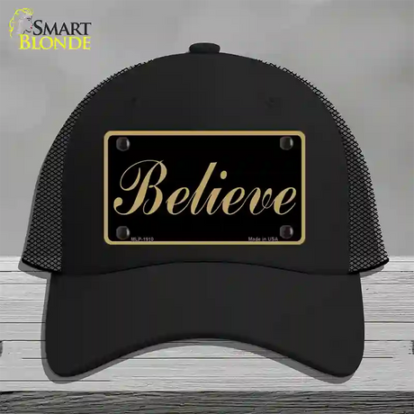 Believe Novelty License Plate Hat Mesh / Black