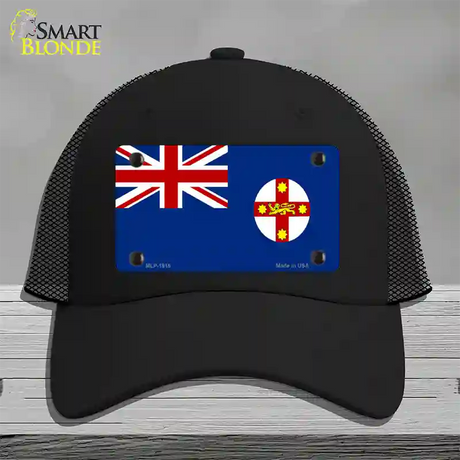 New South Wales Flag Novelty License Plate Hat Mesh / Black