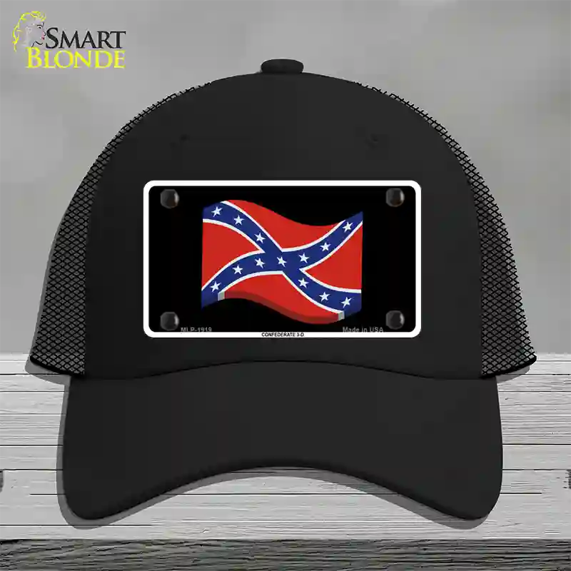 Confederate 3-D Flag Novelty License Plate Hat Mesh / Black