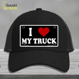 I Love My Truck Black Novelty License Plate Hat Mesh / Black